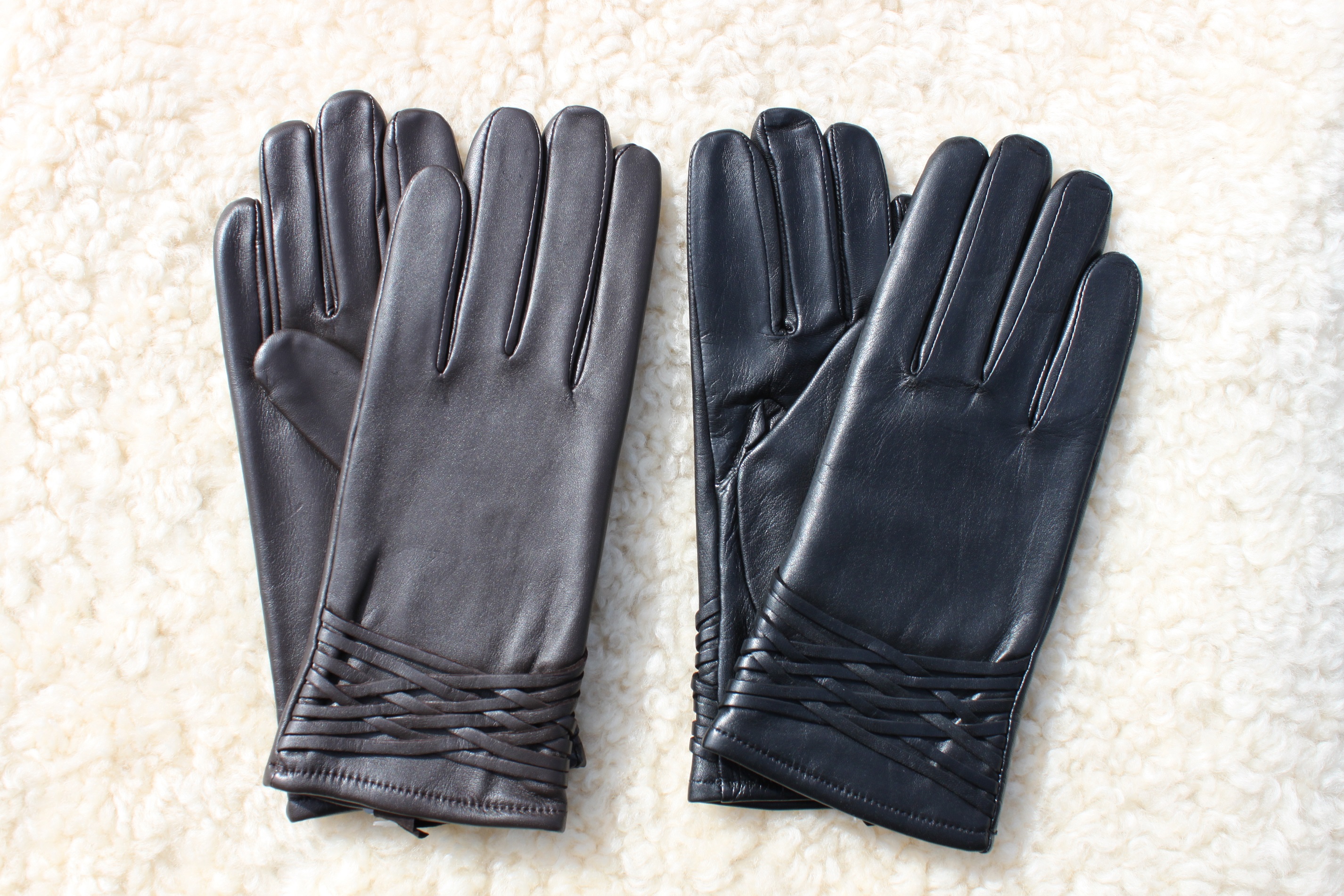 Ladies Leather Gloves with CrossStitch Detail Radford Leather FashionsQuality Leather and