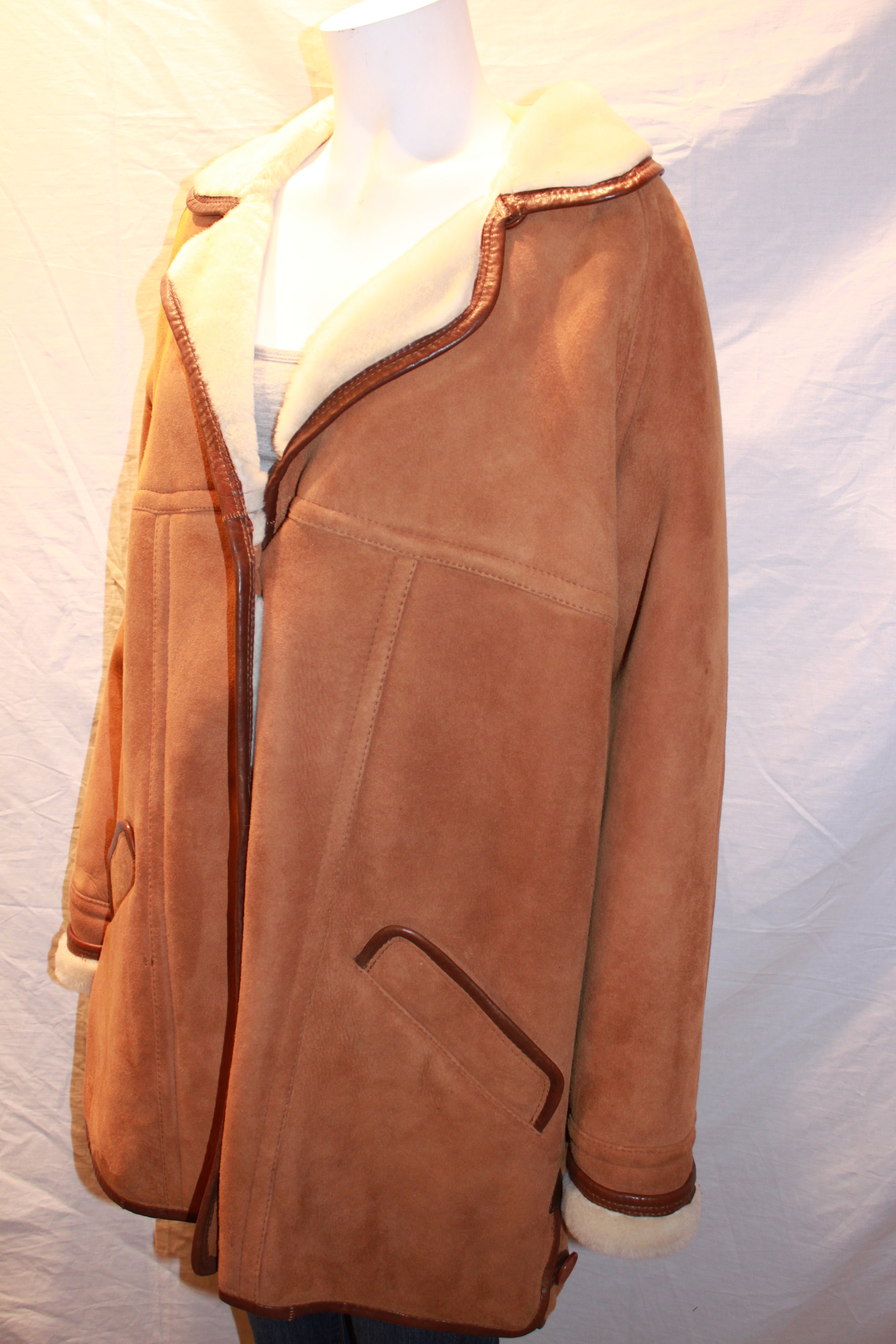 Ladies Classic Sheepskin Coat in Tan or Brown