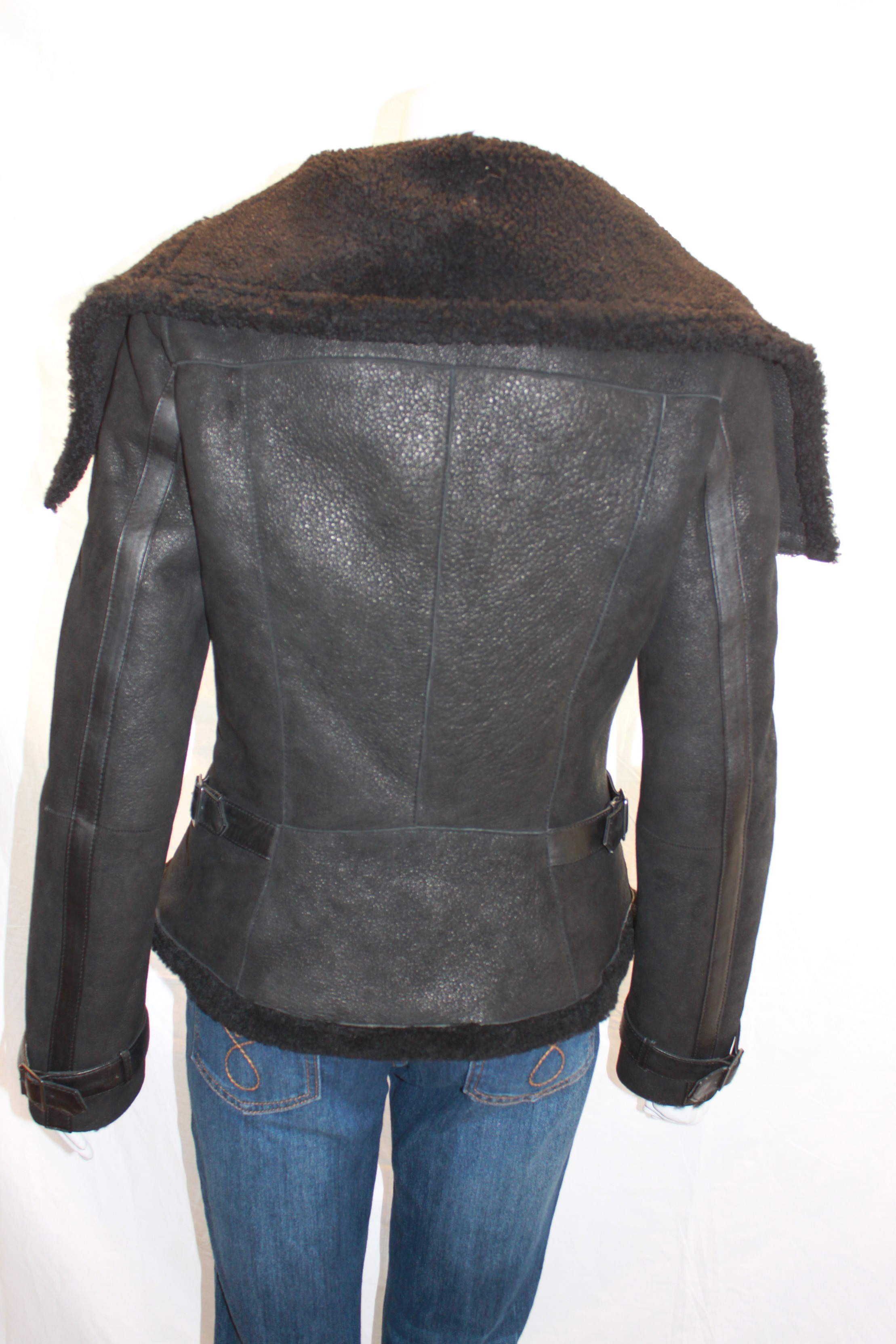 Ladies Black Sheepskin Biker Jacket - Radford Leather