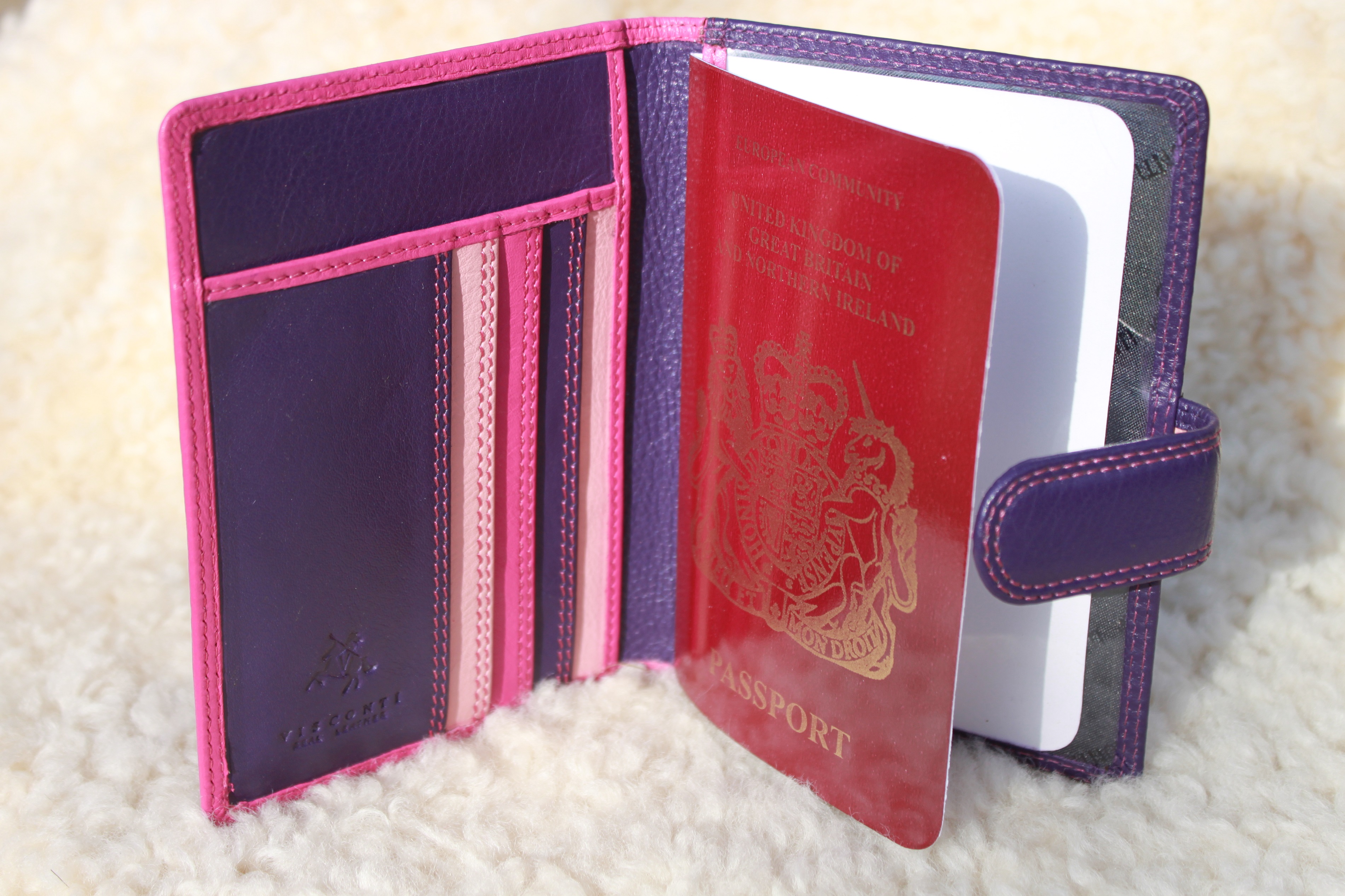 Leather Multi Coloured Passport Holder Cover Case / Wallet Radford