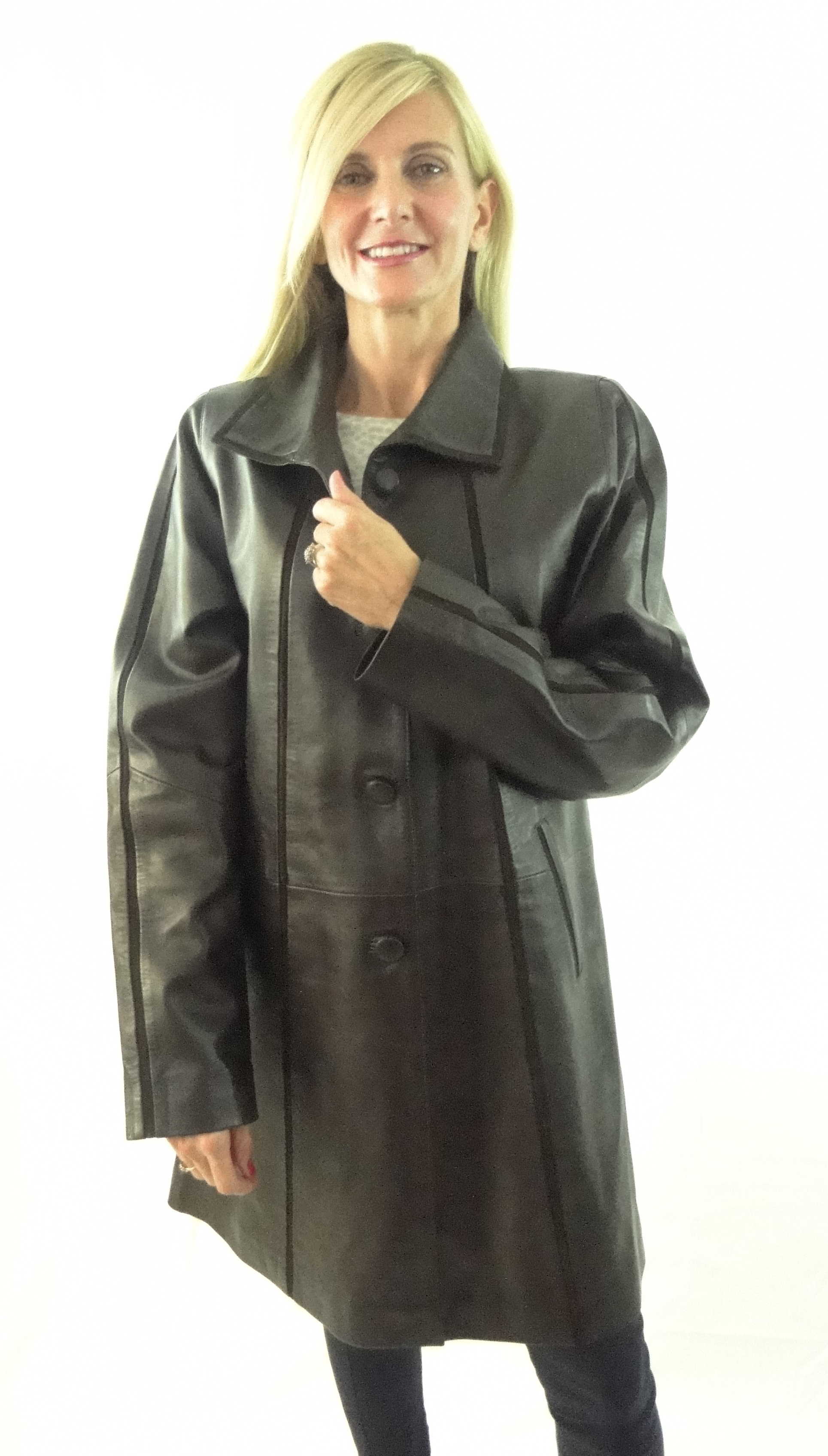 Stylish Las Brown Leather And Suede Contrast 3 4 Length Jacket Stylish Las Brown Leather And Suede Contrast 3 4 Length Jacket Radford Leathers