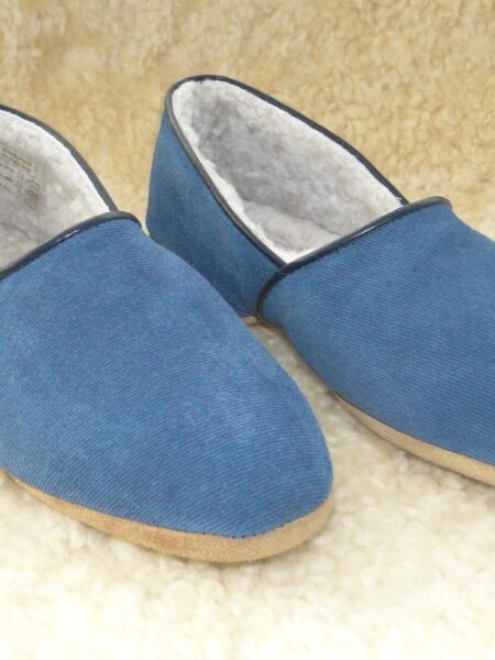 Men's Real Sheepskin Slippers Denim Look