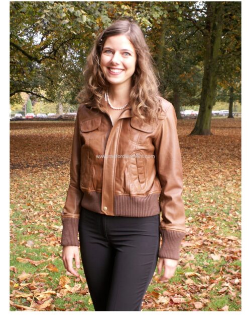 Ladies Leather Bomber Jacket
