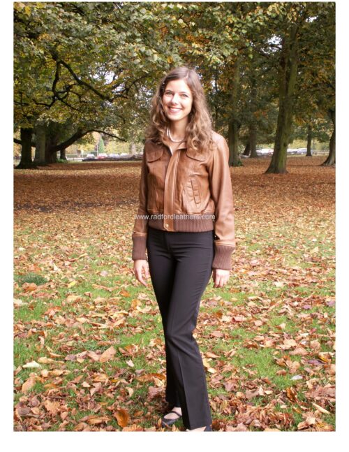 Ladies Leather Bomber Jacket - Image 2