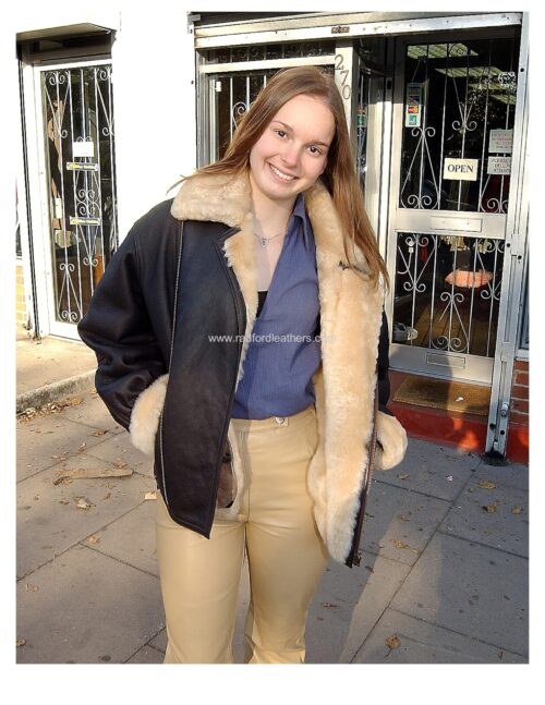 Ladies 'Air Force' Aviator Style Authentic Sheepskin Flying Jacket