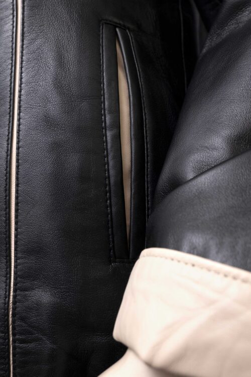 Short Ladies Leather Jacket with Colour Contrast - Image 22