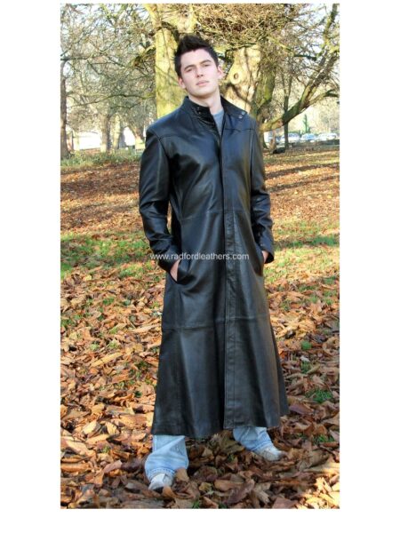 Men's 'Matrix' style Long Leather Coat