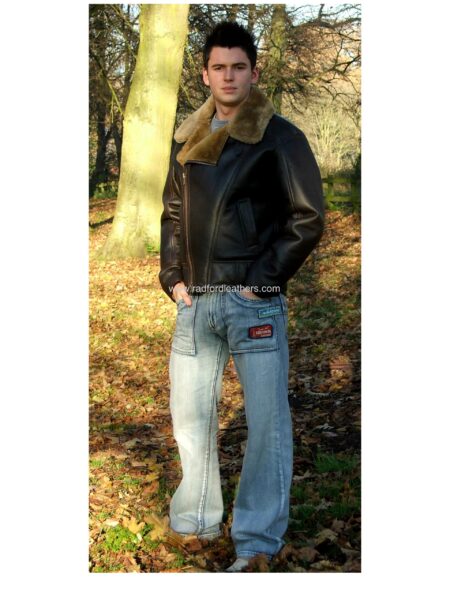 Men's 'air force' aviator Style Authentic Sheepskin Flying Jacket