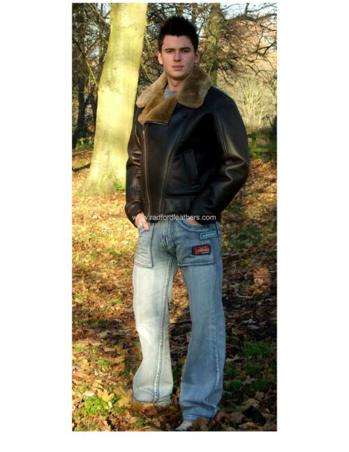 Men's 'air force' aviator Style Authentic Sheepskin Flying Jacket