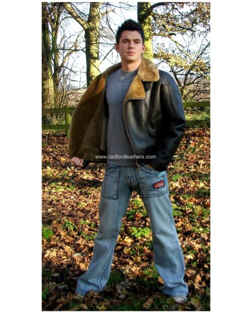 Men's 'air force' aviator Style Authentic Sheepskin Flying Jacket - Image 2