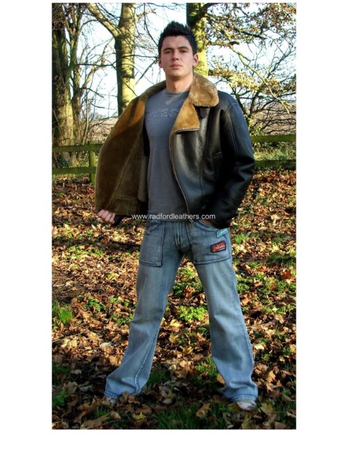 Men's 'air force' aviator Style Authentic Sheepskin Flying Jacket - Image 3