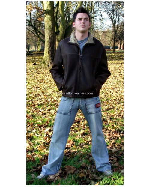 Men's Zipped Short Sheepskin Jacket - Image 2