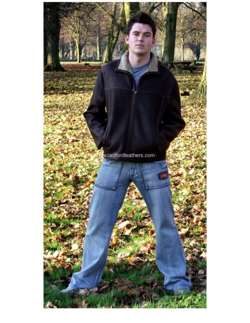 Men's Zipped Short Sheepskin Jacket - Image 3