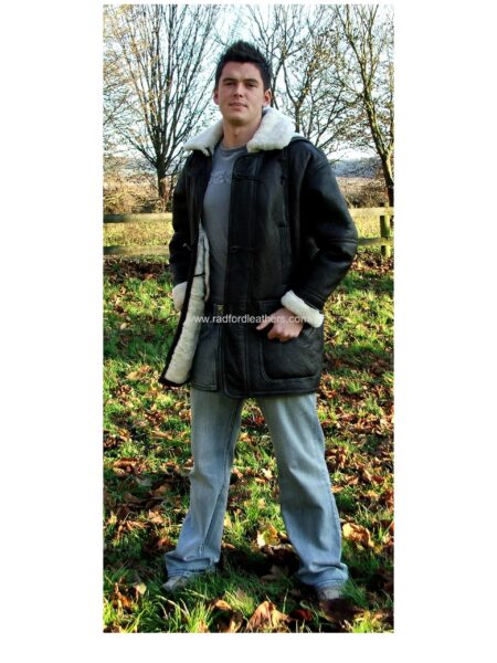 Men's Sheepskin Duffle Coat (Leather Finish)