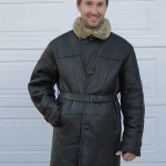 Men's 3/4 Length Belted Sheepskin Coat