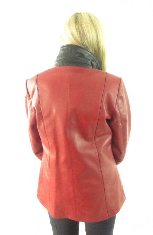 Red Short Ladies Leather Jacket