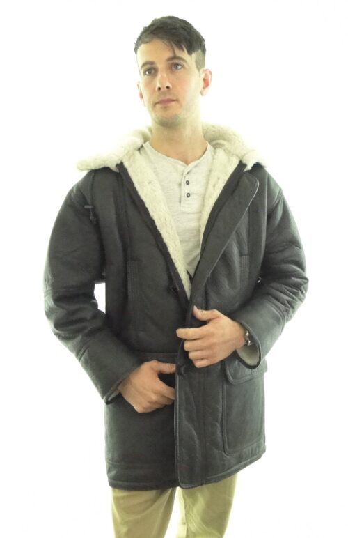 Men's Sheepskin Duffle Coat (Leather Finish)