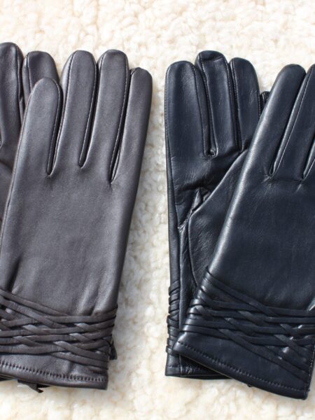 Ladies Leather Gloves with Cross-Stitch Detail