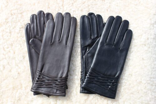 Ladies Leather Gloves with Cross-Stitch Detail