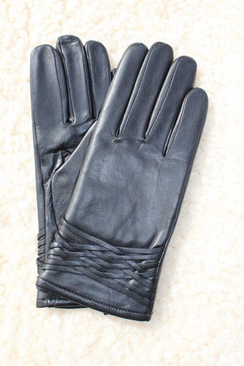 Ladies Leather Gloves with Cross-Stitch Detail - Image 3