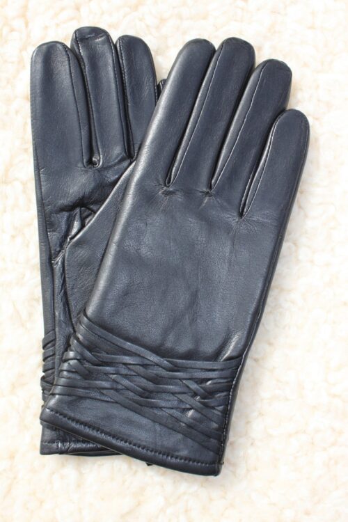 Ladies Leather Gloves with Cross-Stitch Detail - Image 4