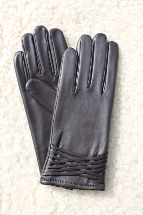 Ladies Leather Gloves with Cross-Stitch Detail - Image 8