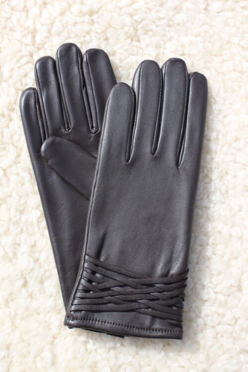Ladies Leather Gloves with Cross-Stitch Detail - Image 9