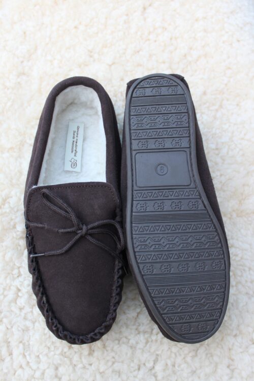 Ladies Suede Mocassin Slippers with Wool Lining - Image 3