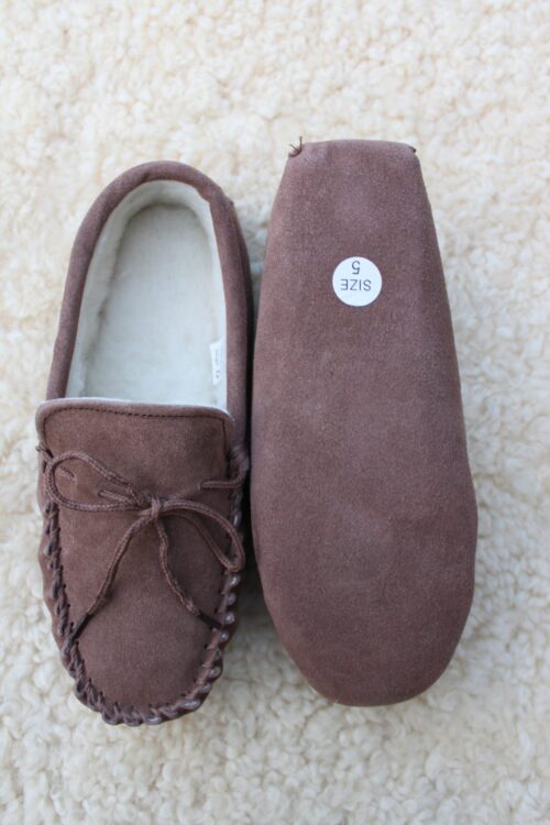 Ladies Suede Mocassin Slippers with Wool Lining - Image 5