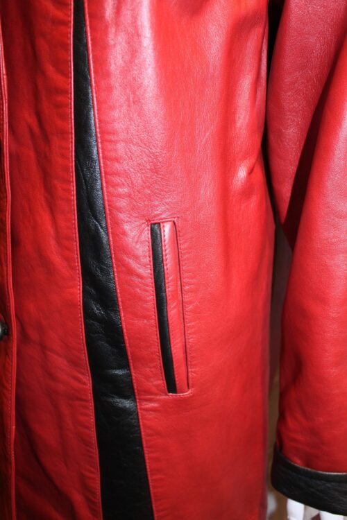 Stylish Ladies Leather Contrast 3/4 length jacket - Image 8