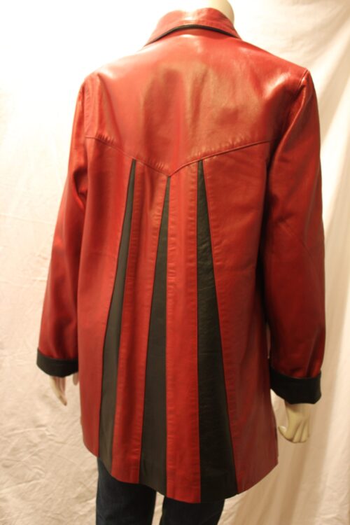 Stylish Ladies Leather Contrast 3/4 length jacket - Image 6