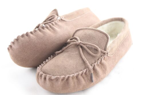 Ladies Suede Mocassin Slippers with Wool Lining - Image 8
