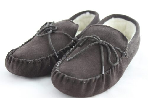 Men's Suede Mocassin Slippers with Wool Lining
