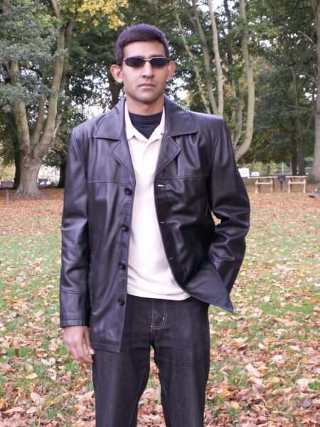 Men's 4 button quality leather jacket