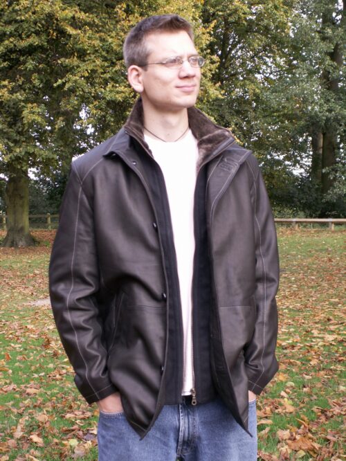 Men's Classic 3/4 length leather jacket - Image 2