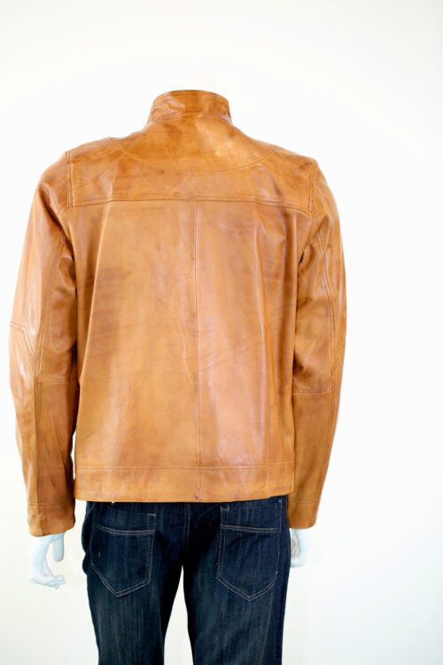 Men's Tan Leather Jacket - Image 2