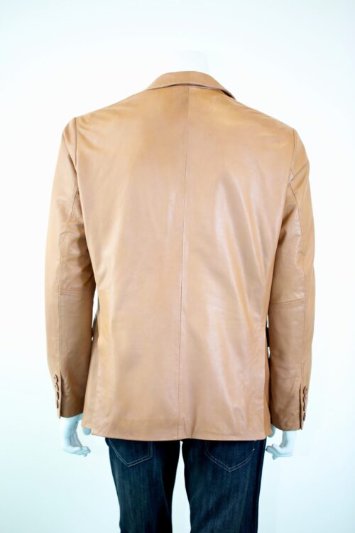 Men's 2 Button Leather Double Vented Blazer - Available in Black, Brown and Cognac - Image 3