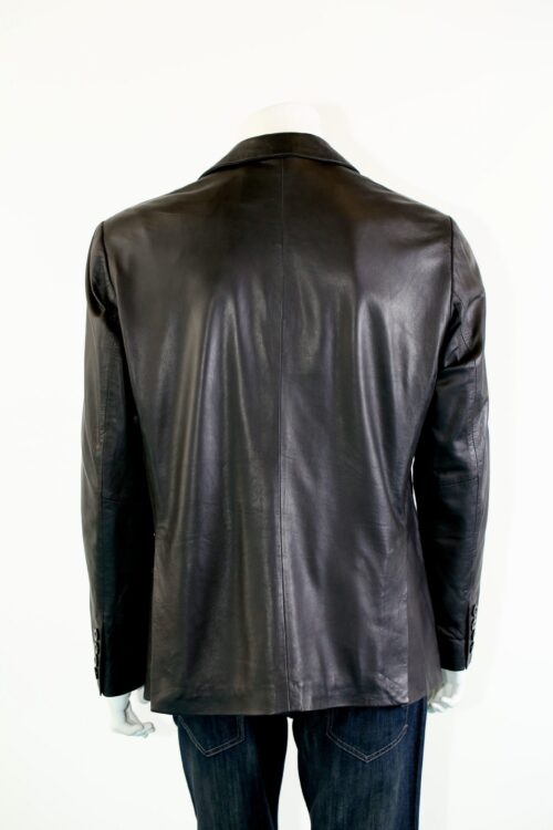 Men's 2 Button Leather Double Vented Blazer - Available in Black, Brown and Cognac - Image 5