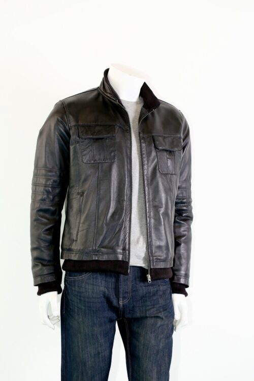 Men's Leather Bomber Jacket