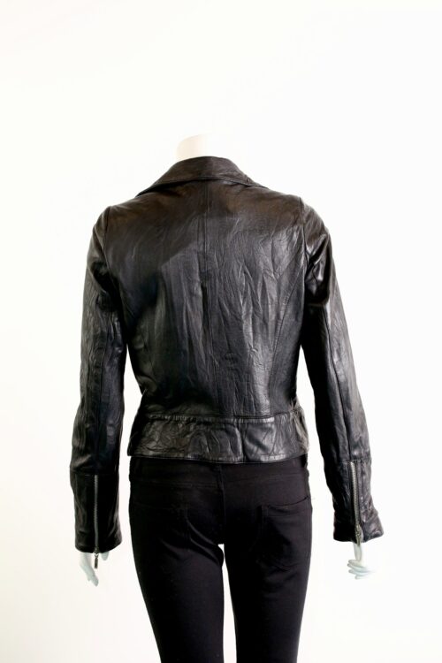 Ladies Leather Biker Jacket - available in Blue Black and Brown - Image 2