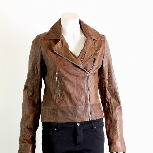 Ladies Leather Biker Jacket - available in Blue Black and Brown ...