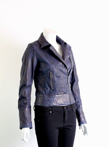 Ladies Leather Biker Jacket - available in Blue Black and Brown