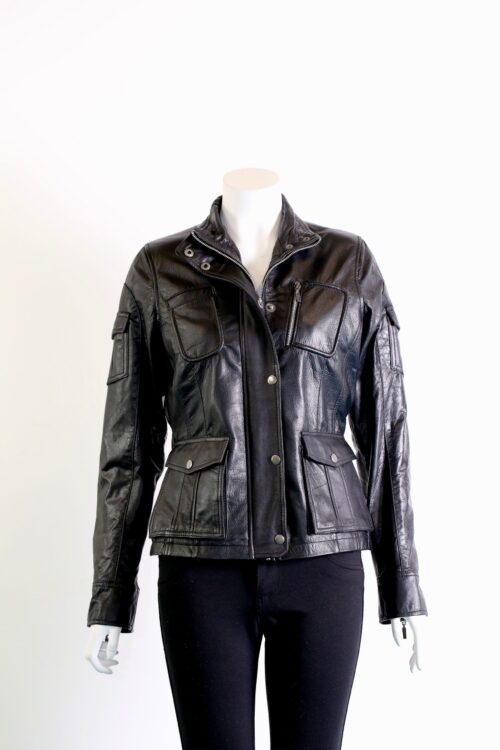 Ladies Leather Biker Jacket - available in Blue and Black
