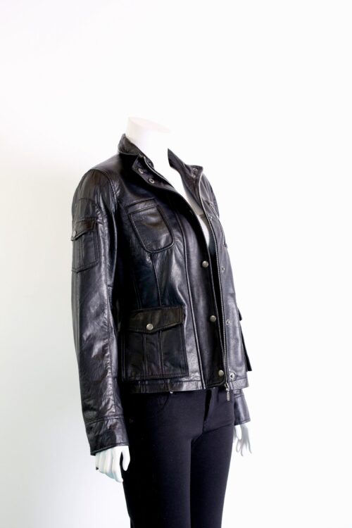 Ladies Leather Biker Jacket - available in Blue and Black - Image 3