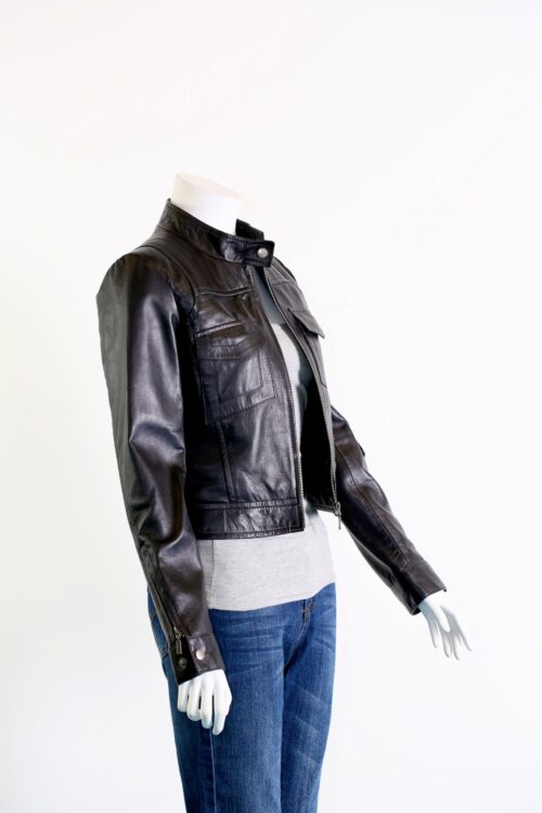 Women's Leather Biker Jacket - Image 4