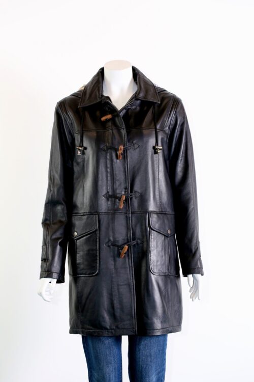 Ladies Leather Duffle Coat