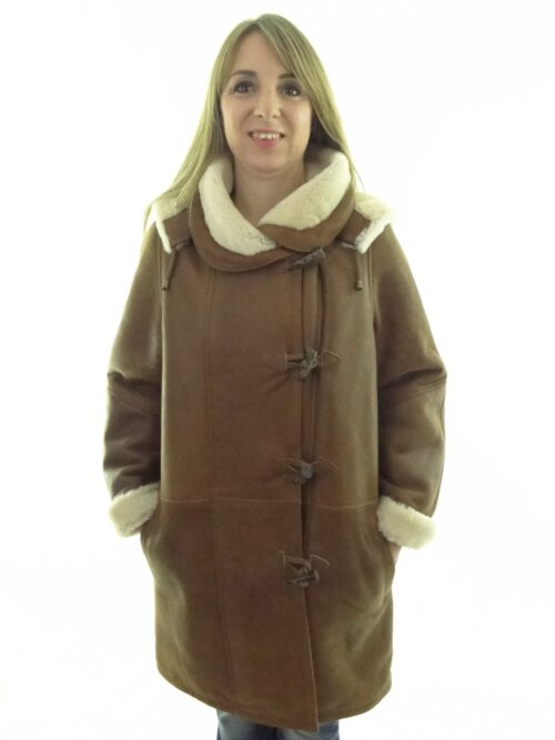 Ladies Shearling Sheepskin Duffle Coat - Image 8
