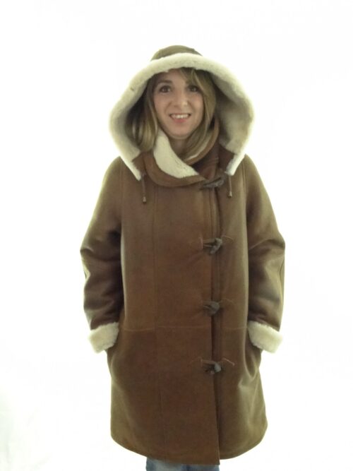 Ladies Shearling Sheepskin Duffle Coat