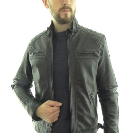 Men's Black Leather Biker Jacket