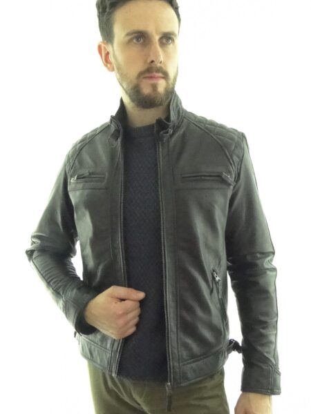 Men's Black Leather Biker Jacket